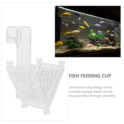 ULTECHNOVO Acrylic Fish Feeding Cup Aquarium Worm Feeder Cone-Shaped Fish Food Holder with Hook for Chilled Bloodworms