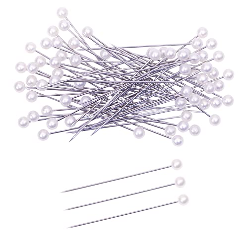 Tupalizy 100PCS Sewing Pins for Fabric Straight Pins with Faux Pearl Heads for Quilting Sewing Knitting Crochet DIY Art Craft Projects Christmas Ornaments Jewelry Wedding Decorations, White, 2Inch - size: 2Inch