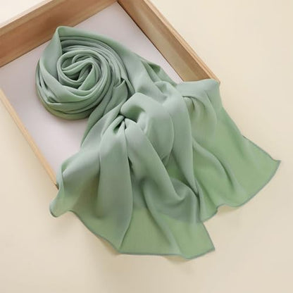 Premium Long Crinkle Chiffon Hijab Scarf for Women, Very Soft Muslim Head Scarfs - color: Mint Green