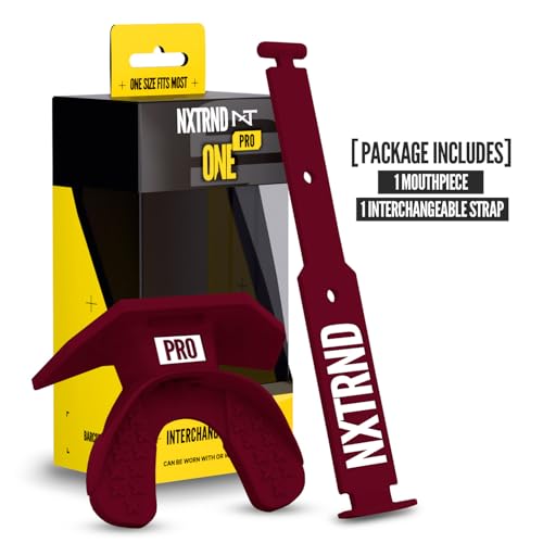 Nxtrnd One Pro Football Mouth Guard, Interchangeable Strap, Fits Adult & Youth (Maroon) - color: Maroon Pro