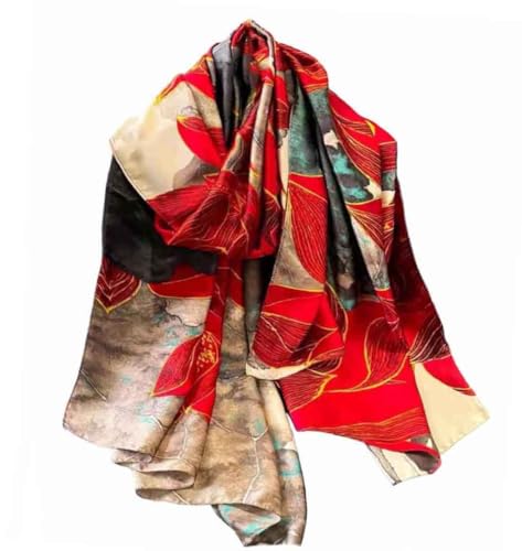 Xyueanlo Scarfs for Women Lightweight Scarves Fashion Print Floral Pattern Head Scarf Wraps Shawls - color: Red Grey