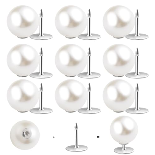 ZLMCUJE 10 Sets Big 14mm No Sew Pearl Buttons Brooch Fixed pins Removable Reusable for Coat Cardigan and Other DIY Craft - size: 14mm/0.55inch