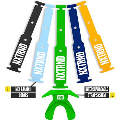 Nxtrnd One Pro Football Mouth Guard, Interchangeable Strap, Fits Adult & Youth (Green) - color: Green Pro