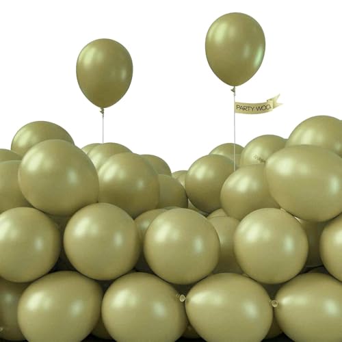 PartyWoo Sage Green Balloons 50 pcs 5 Inch Small Mini Matte Sage Olive Green Boho Neutral Eucalyptus Latex Balloons for Wedding Baby Shower Gender Reveal Birthday Party Decorations Green-F11 - color: Green-f11, size: 5 inch