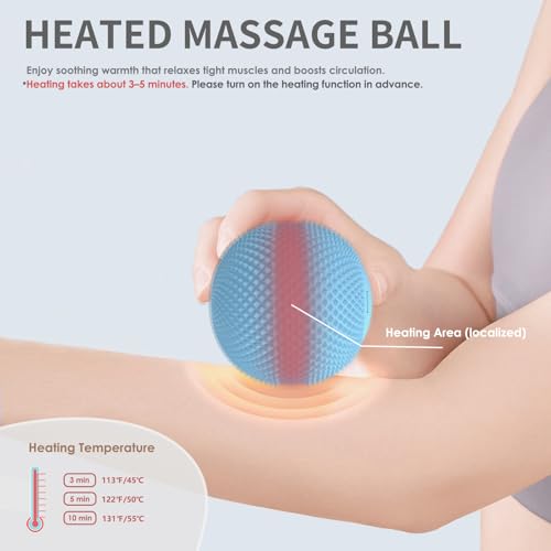 Heating Vibrating Massage Ball with 7 Modes & Memory Function for Myofascial Release, Deep Tissue and Trigger Point Muscle Therapy - Targets Back, Hip, Leg, Neck & Foot (Blue) - color: Blue