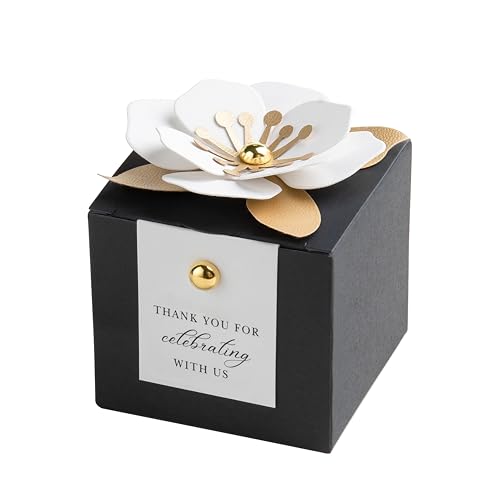FEIYI 20 PCS 2.55” Party Favor Boxes, Black Wedding Candy Gift Boxes - color: Black & White