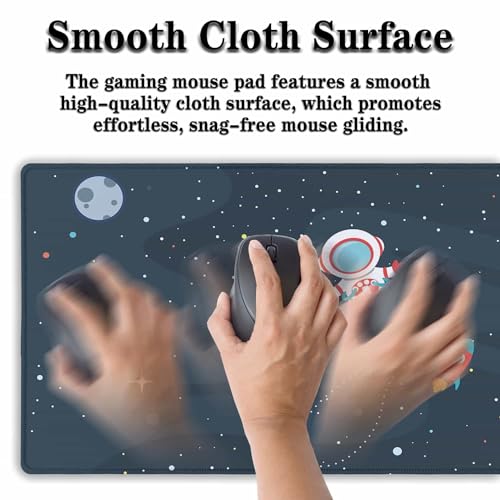 Keyboard Mat Cute Astronaut Large Mouse Pads Men¡¯s Office Accessories Pc Mouse Pad Mousepad XXL Non-Slip Rubber Base Waterproof with Stitched Edges 35.4" X 15.7" for Game Office, - color: Astronaut