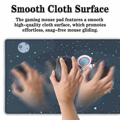 Keyboard Mat Cute Astronaut Large Mouse Pads Men¡¯s Office Accessories Pc Mouse Pad Mousepad XXL Non-Slip Rubber Base Waterproof with Stitched Edges 35.4" X 15.7" for Game Office, - color: Astronaut