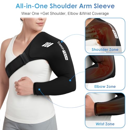 ComfiTECH Reusable Shoulder Arm Ice Pack Wrap for Pitcher & Recovery, S | Flexible Gel Ice Pack for Shoulder & Elbow & Arm Cooling, Adjustable Arm Cold Sleeve for Throwing Athletes & Muscle Comfort - size: Small, style: Black