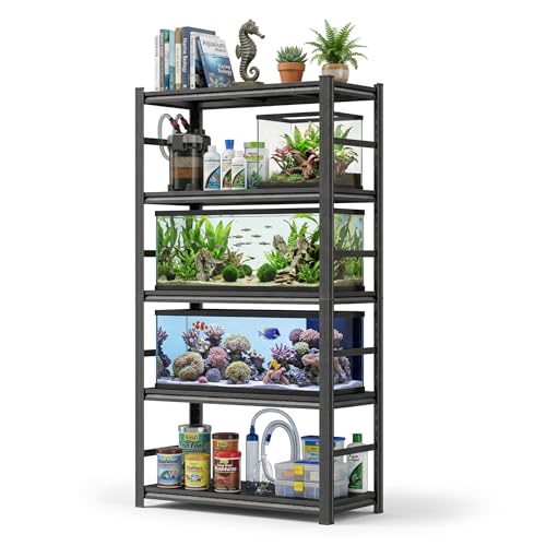 Aquarium Stand 1600 LBS Fish Tank Stand Heavy Duty Adjustable Shelving | Heavy duty metal storage shelves for turtle tanks, reptile terrariums and pet supplies with adjustable tier organization - size: 5-TIER 72"H×35.4"W×15.7"D