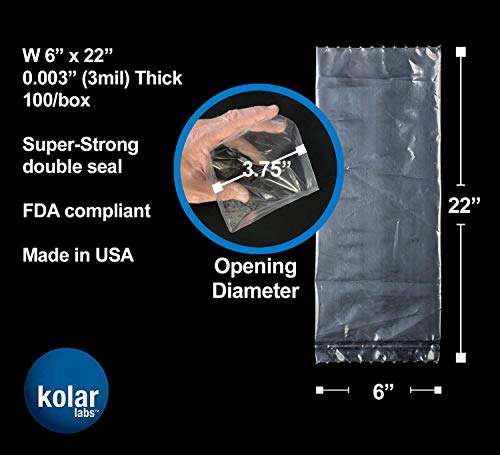 RESILIA Plastic, Leak-Proof Shipping Bags for Live Fish - 6" x 22" 3 Mil, 0.003 Inch, Double Bottom Seal, for Freshwater & Saltwater Fish, Case of 100 - size: 100 count