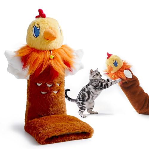 Cat Wrestling Glove, 22 inch Cat Puppet Wrestler with 3 Catnip Pouches & 3 Layer Resistant Protection, Interactive Cat Toy with Removable Bell for Boredom Relief & Mental Stimulation, Chicken - color: Chicken