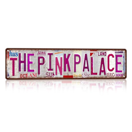 Vintage The Pink Palace Street Sign Wall Decor - color: St-B-15