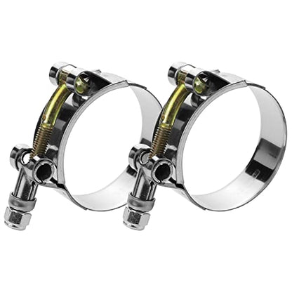 2 Pack 2.5" T-Bolt Hose Clamps, 304 Stainless Steel Turbo Intake Clamp, Working Range 2.76"-3.07"(70mm-78mm) for 2.5" I.D. Hose with 5mm Wall Thickness.(Measure your hose O.D. before buying) - size: 2.5" hose clamp 70mm-78mm (2.75"-3.07")