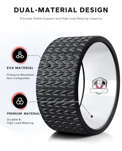 HAPBEAR Yoga Wheel Set with Exercise Ball, 12'' Back Roller Wheel for Back Pain Relief, Foam Roller for Back Stretching, Physical Therapy & Muscle Massage - color: Black