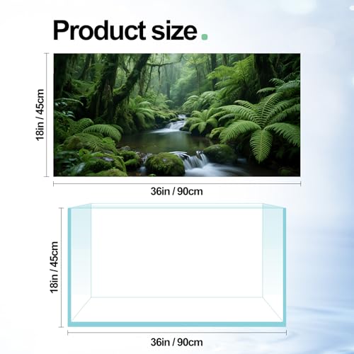 3 Pack Terrarium Background 36x18 inches Polyester Reptile Background，Gobi Sunshine Cactus Stone & Green Tree Fern Stream Terrarium Background - size: 36 x18 inches