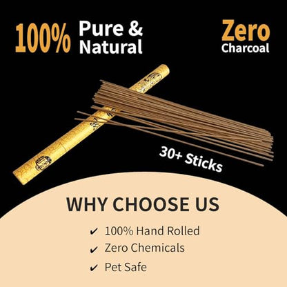 Natural Oud Agarwood Incense Stick Gift Set - Ceramic Incense Holder with Ash Catcher, Indoor Meditation Incense Burner Kit for Home Fragrance & Zen Relaxation