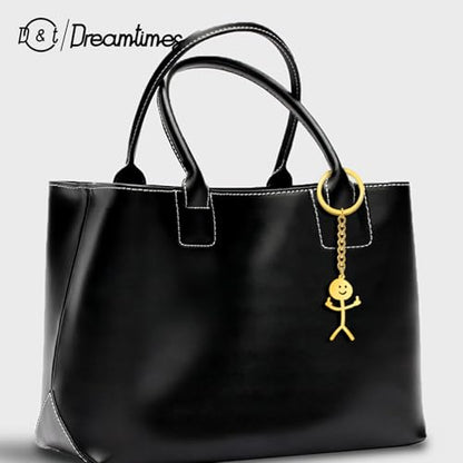 Dreamtimes Skeleton Smiley little Man Sign Language Keychain Finger Medium Stickman Bag Car Key Pendant Couple Gift Keychain - color: Gold