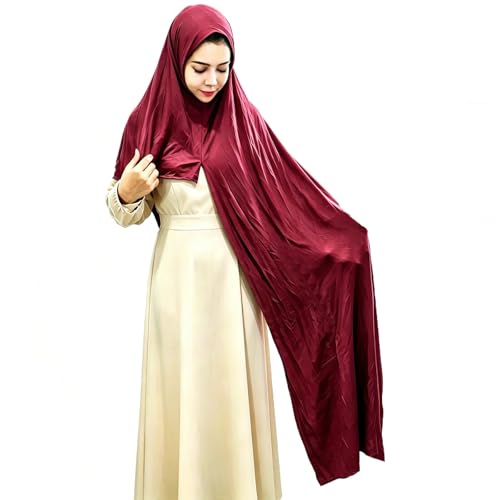 Premium Instant Hijab Scarf Cotton Hijabs For Women Soft Head Wraps, Ready to wear hijab, Abaya, Instant hijabs - color: Burgundy