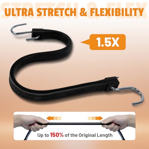 HOXWELL 21" Rubber Bungee Cords with Hooks, Heavy Duty EPDM Bungee Cord with 150% Max Stretch, Heavy Duty Bungee Straps for Securing Tarps, Canvases, Cargo, Motorcycle, Weatherproof, Pack of 10 - size: 21 inch (Pack of 10)