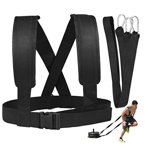 Sled Harness Tire Pulling Harness with Adjustable Belt, Training Speed Harness, Weight Bearing Shoulder Strap, Reinforced Lock and D Ring, Pull up to 1.5 T for Fitness