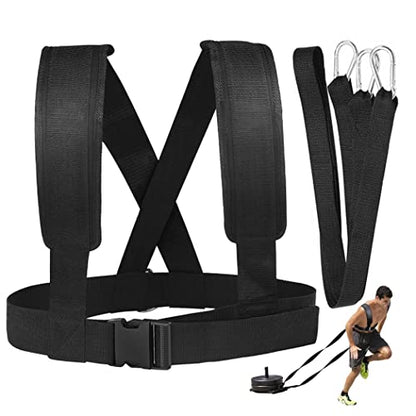 Sled Harness Tire Pulling Harness with Adjustable Belt, Training Speed Harness, Weight Bearing Shoulder Strap, Reinforced Lock and D Ring, Pull up to 1.5 T for Fitness