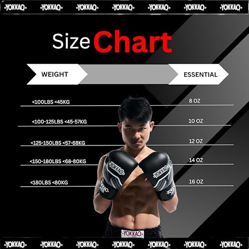 Yokkao Muay Thai Boxing Gloves – Essential Gloves for Beginners Men & Women Microfiber Leather Multi-Layered Foam Padding & Secure Fit - size: 14oz