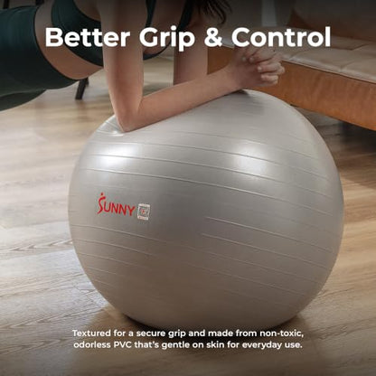 Sunny Health & Fitness Premium Anti-Burst Exercise & Stability Ball | 660LB Capacity, Yoga, Pilates, Physical Therapy, Recovery, Prenatal Comfort, Non-Slip Texture, Non-Toxic, Odor-Free - style: 17.7-inches/45cm