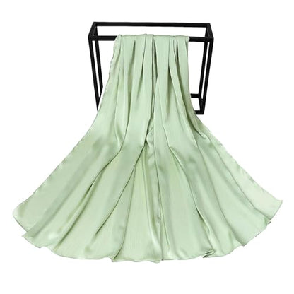 Luxury Silky Satin Hijab for Women, Shimmer Crinkle Muslim Head Scarf, Graceful Feminine Charm - color: Mint Green