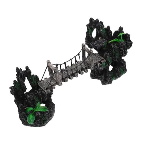 BESPORTBLE Fish Tank Resin Bridge Decoration Underwater Suspension Bridge Model for Aquarium Landscaping Unique Rockery Statue Fish Hideout Craft Retro Design for Betta and Shrimp Tanks