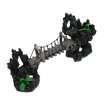 BESPORTBLE Fish Tank Resin Bridge Decoration Underwater Suspension Bridge Model for Aquarium Landscaping Unique Rockery Statue Fish Hideout Craft Retro Design for Betta and Shrimp Tanks