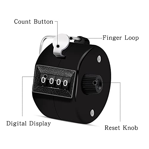 Eliamo 12 Pcs Hand Tally Counter 4-Digit Lap Counter Clicker, Manual Mechanical Handheld Pitch Click Counter with Finger Ring for School Golf & Knitting Row Croche - color: Black