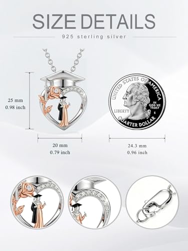 Graduation Gifts for Women 925 Sterling Silver Compass/Graduation/Vet/Cross/Stethoscope Necklace for Women - color: Graduation-Muslim-2