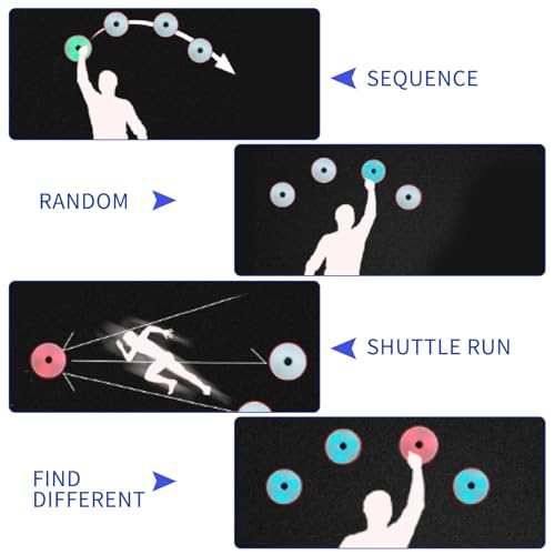Agility Training Lights, Reaction Training Light of 6PCS Sport Agility Light USB Charging, Last 10 Hours, 10cm Height Sensing Distance, 4 Light Color, 4 Mode, 270 Degree Viewable Angle