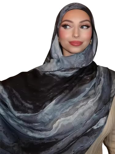 ZGMYC Watercolour Floral Printed Hijab Scarf for Women Soft Modal Cotton Instant Hijab Head Wraps Shawls Long Scarves - color: Color 25