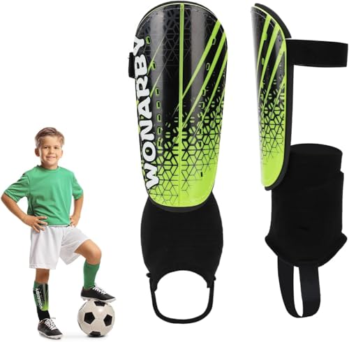 Shin Guards Soccer Youth Kids - Shin Guard for Toddler Boys Girls Teenagers 2-18 Years Old with Ankle Sleeves Protection - Football Shin Pads Equipment with Adjustable Strap - color: Green, size: Medium