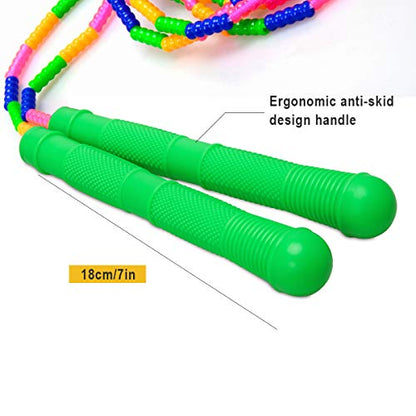 Coolrunner 16 FT Long Jump Rope(2 PACK), Double Dutch Jump Ropes, Soft Beaded Skipping for Kids Adults, Plastic Segmented Long Enough for 4-5 Jumpers - color: Green