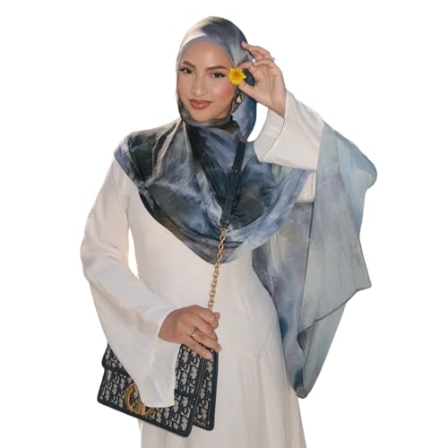 ZGMYC Watercolour Floral Printed Hijab Scarf for Women Soft Modal Cotton Instant Hijab Head Wraps Shawls Long Scarves - color: Color 11