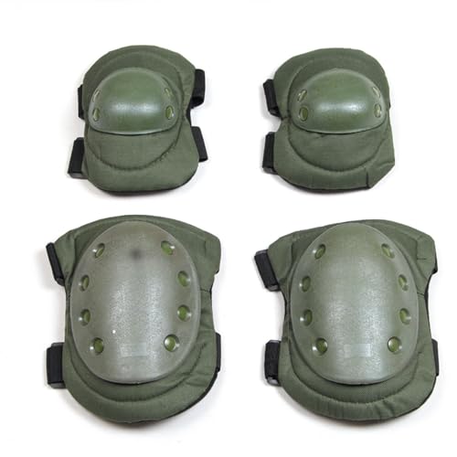 Military Tactical Knee Pad Elbow Pad Set Airsoft Knee Elbow Protective Pads Combat Paintball Skate Outdoor Sports Safety Guard Gear (Green-Set of 4, M-for Adult) - style: Green, Set of 4