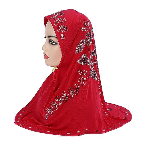 RARITYUS Women Bling Rhinestone Pearl Instant Scarf Muslim Hijab Fashion Shawl Head Wrap Turban Cap with Flower Accent - color: Z Color 6