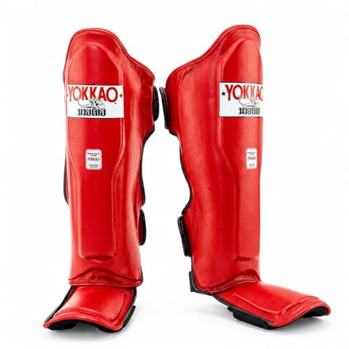 YOKKAO Matrix Muay Thai Kickboxing MMA Shin Guards with Knee Guards - color: Matrix Red, size: Small