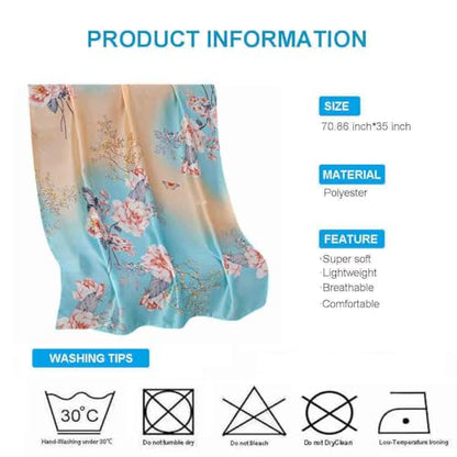 Xyueanlo Scarfs for Women Lightweight Scarves Fashion Print Floral Pattern Head Scarf Wraps Shawls - color: Blue