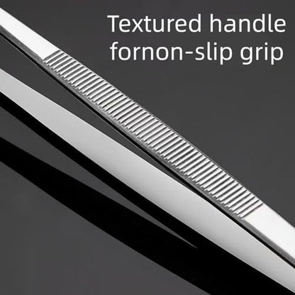 2-Pack 12-Inch BBQ Kitchen Tweezers Tongs, Extra-Long Stainless Steel Cooking Tweezers Dishwasher Safe for Grilling, Baking & Food Prep (12Inch BBQ Tongs) - color: 12inch Bbq Tongs