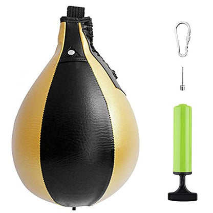Boxing Speed Ball PU Leather Muay Thai Training Striking Bag Kit Boxing Punch Ball with Inflator Pump - color: White,Gold,Silver