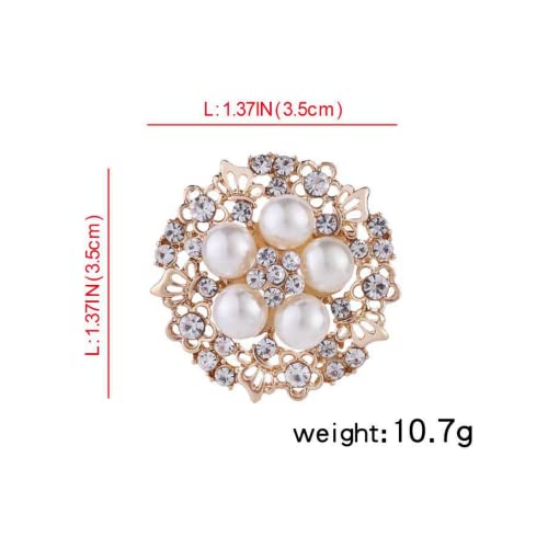 COLORFUL BLING 우아한 모조 진주 꽃 크리스탈 브로치 핀 웨딩 신부 패션 주얼리 - color: F 스타일