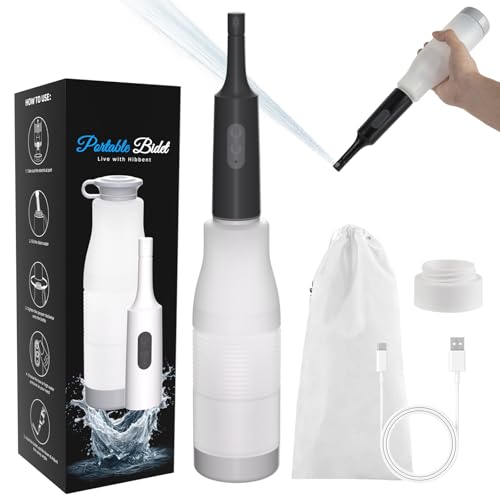 Hibbent Portable Bidet for Travel, High Pressure Electric Handheld Bidet Sprayer, 350-550ML Expandable Bottle for Personal Hygiene, USB-C Rechargeable Waterproof, Travel Sprayer for Women & Men, Black - color: Black