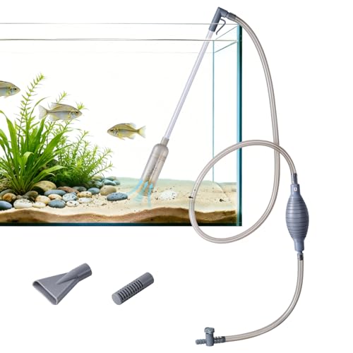AOZU 3-in-1 Aquarium Vacuum Gravel Cleaner, Adjustable Fish Tank Siphon Cleaner, Aquarium Water Changer and Sand Washer Kit with Hand Siphon Hose & Extension Tube - size: Medium
