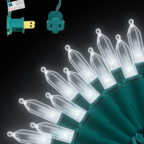 150 LED Cool White Christmas String Lights, 50 FT Green Wire, UL Certified Connectable, Xmas Lights Outdoor or Indoor - color: Cool White