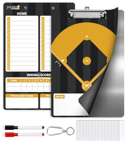 AOLEBA Baseball Lineup Board for Dugout,Dry Erase Magnetic Metal Baseball Clipboard for Coaches - style: Vertical - Black