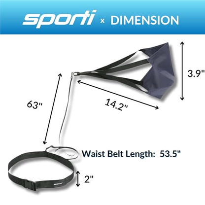 Sporti Swim Parachute - Stationary Swimming Harness, Training Belt, Swim Harness for Pool with High Durability - color: Navy Blue